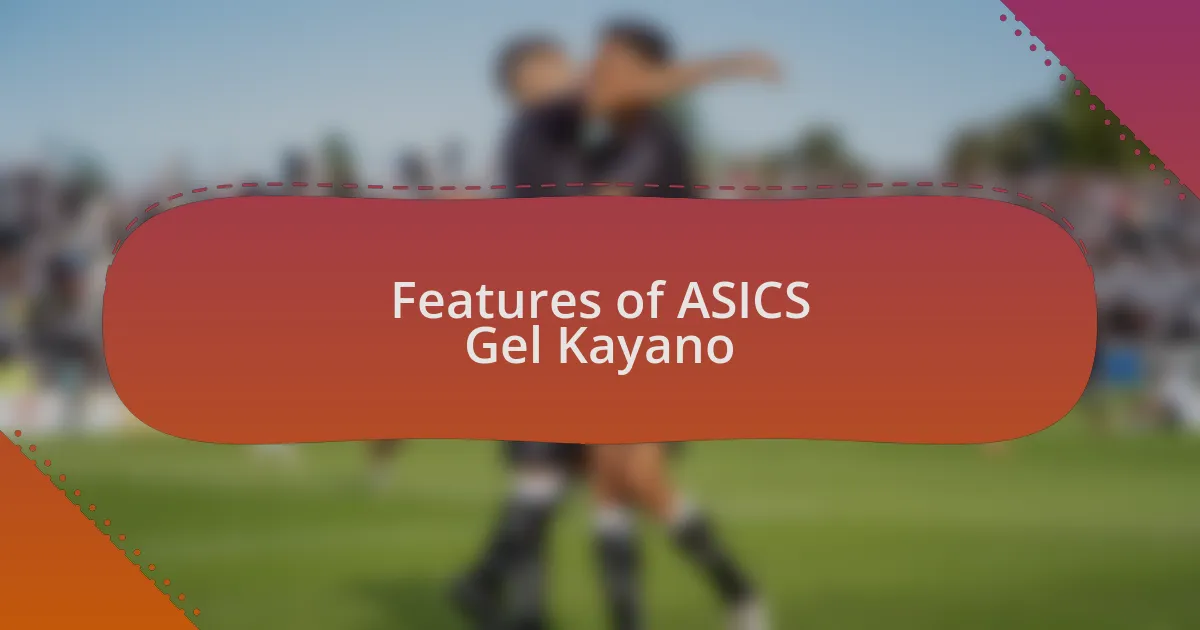Features of ASICS Gel Kayano